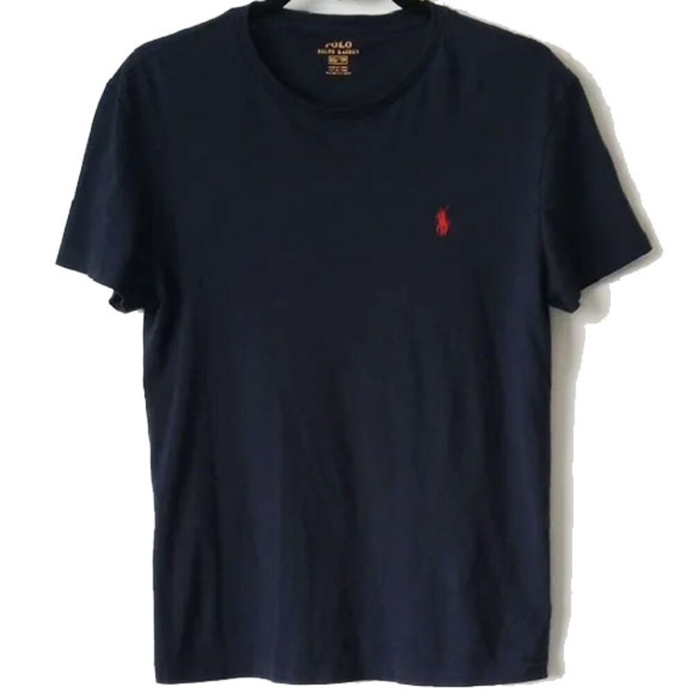 Polo 100% Cotton T-shirt XS Navy Red Embroidered Pony Logo